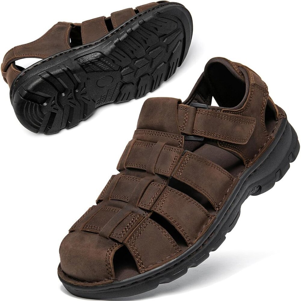 〽️Men's Hiking Sandals Brown Leather Athletic Casual Outdoor Sports Shoes